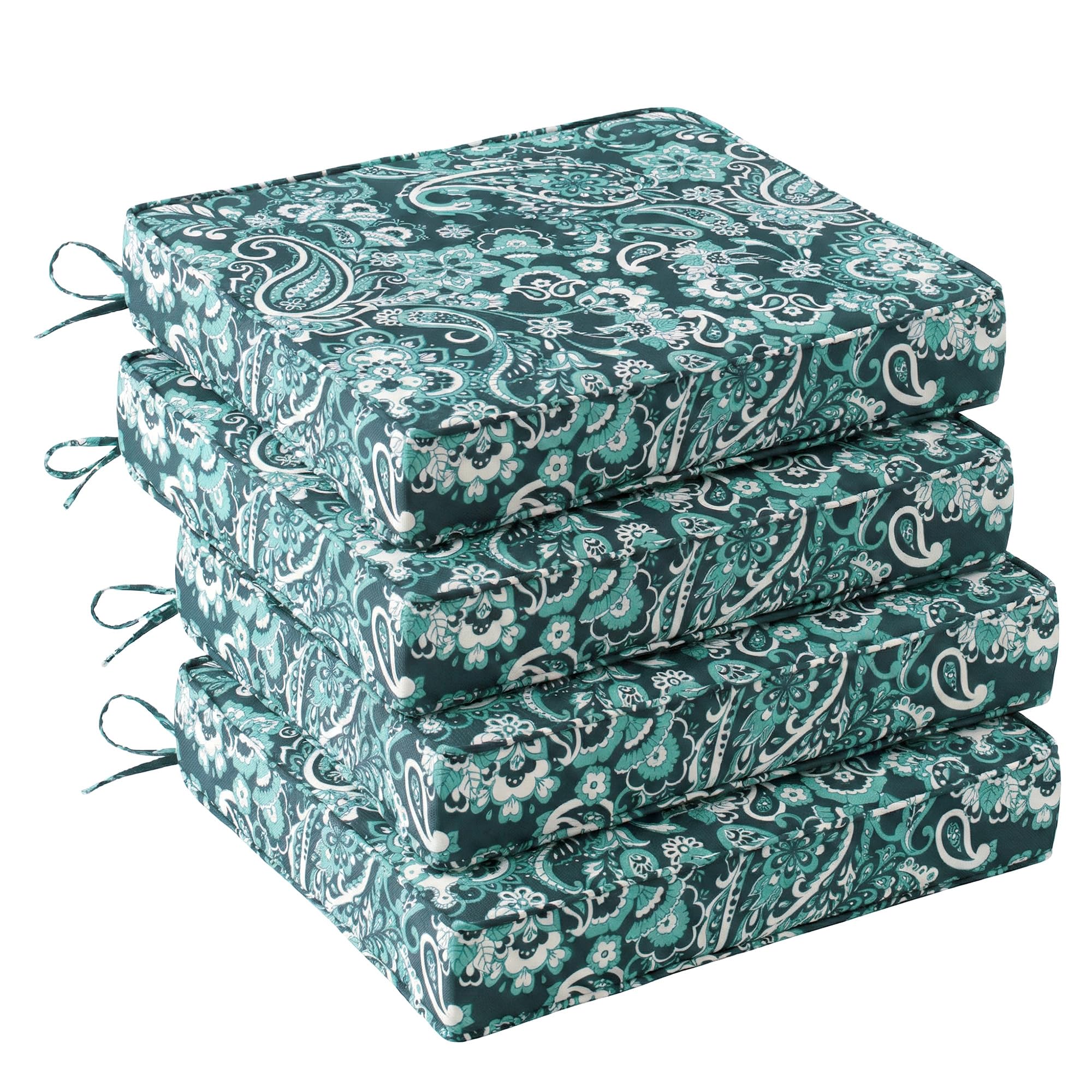 UNIKOME cojín frontal boho teal paisley mostrando diseño y ajuste
