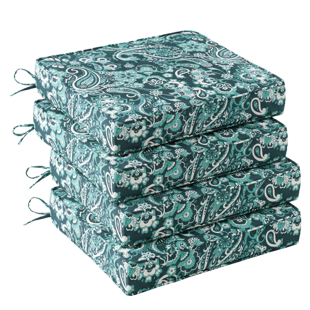 UNIKOME cojín frontal boho teal paisley mostrando diseño y ajuste