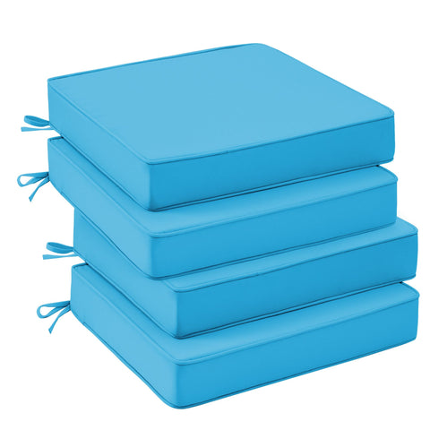 UNIKOME cojines pack frontal mostrando color teal y borde con piping, durabilidad visible