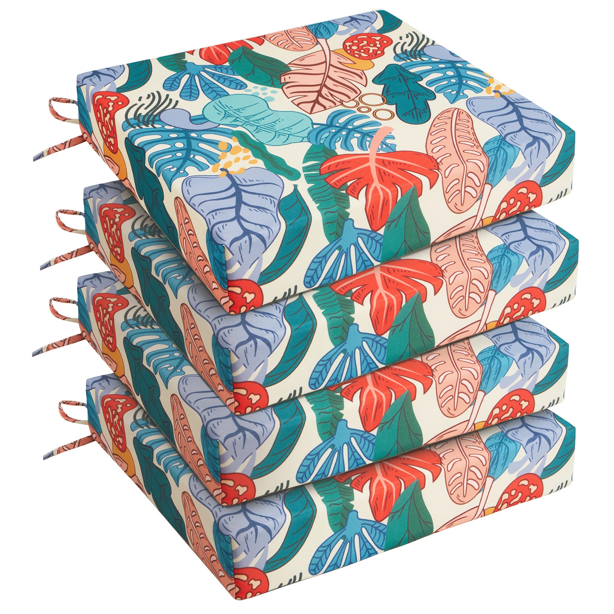 UNIKOME pack de 4 cojines frontales mostrando diseño Palm Tropical y comodidad