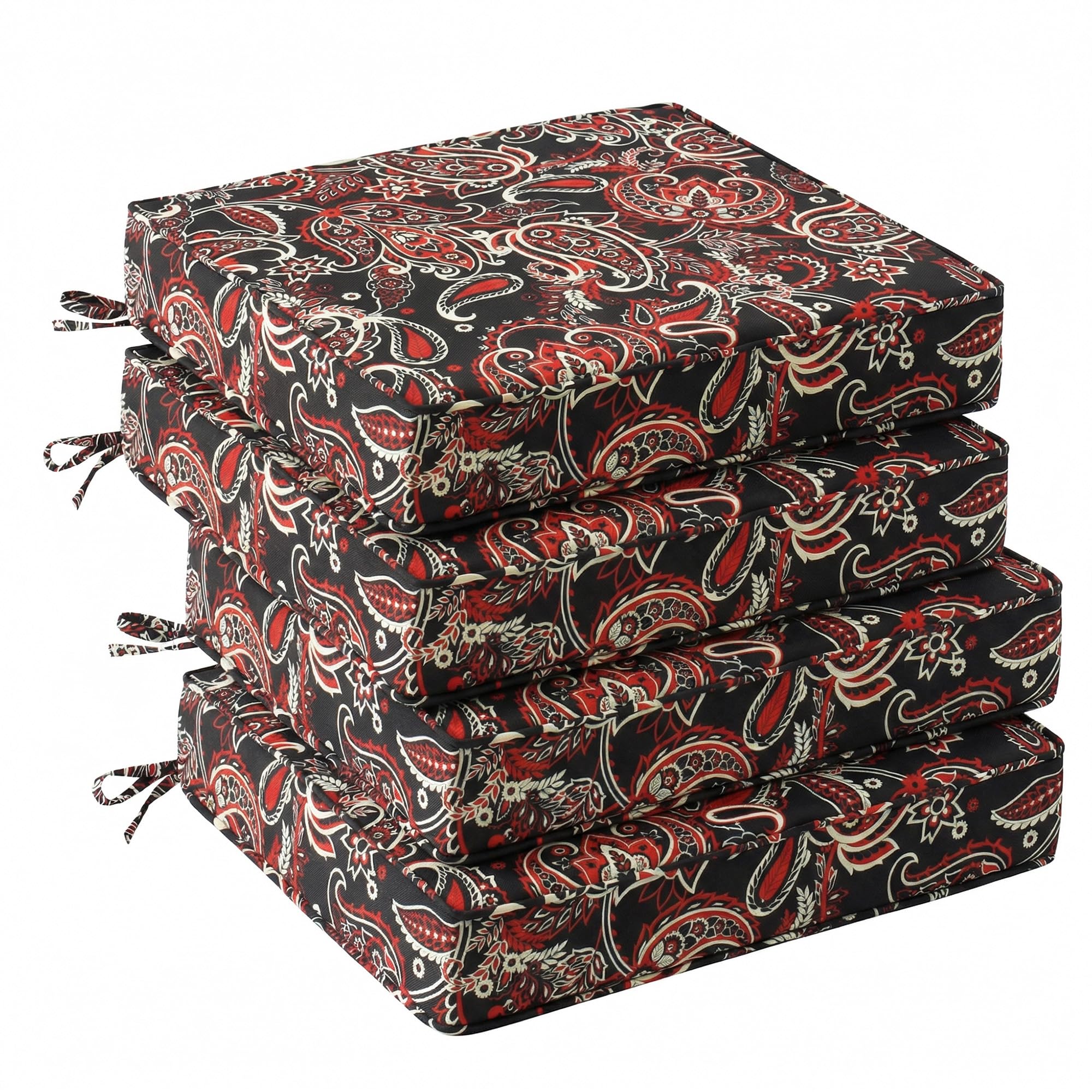 UNIKOME cojines pack frontal mostrando estampado rojo paisley y beneficio estético