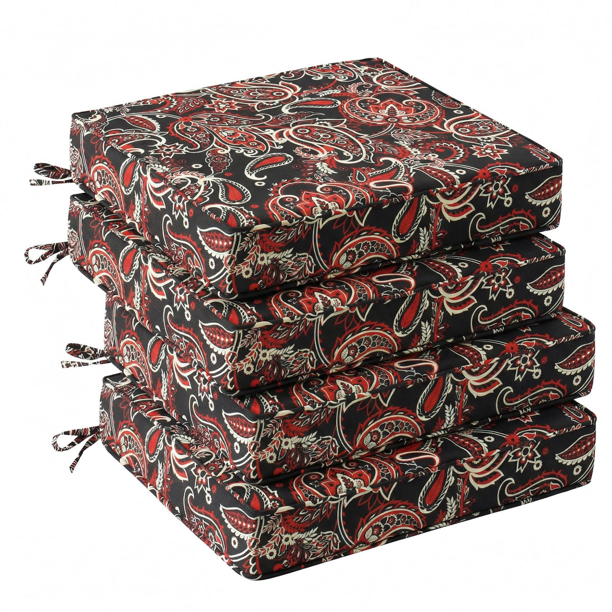 UNIKOME cojines pack frontal mostrando estampado rojo paisley y beneficio estético