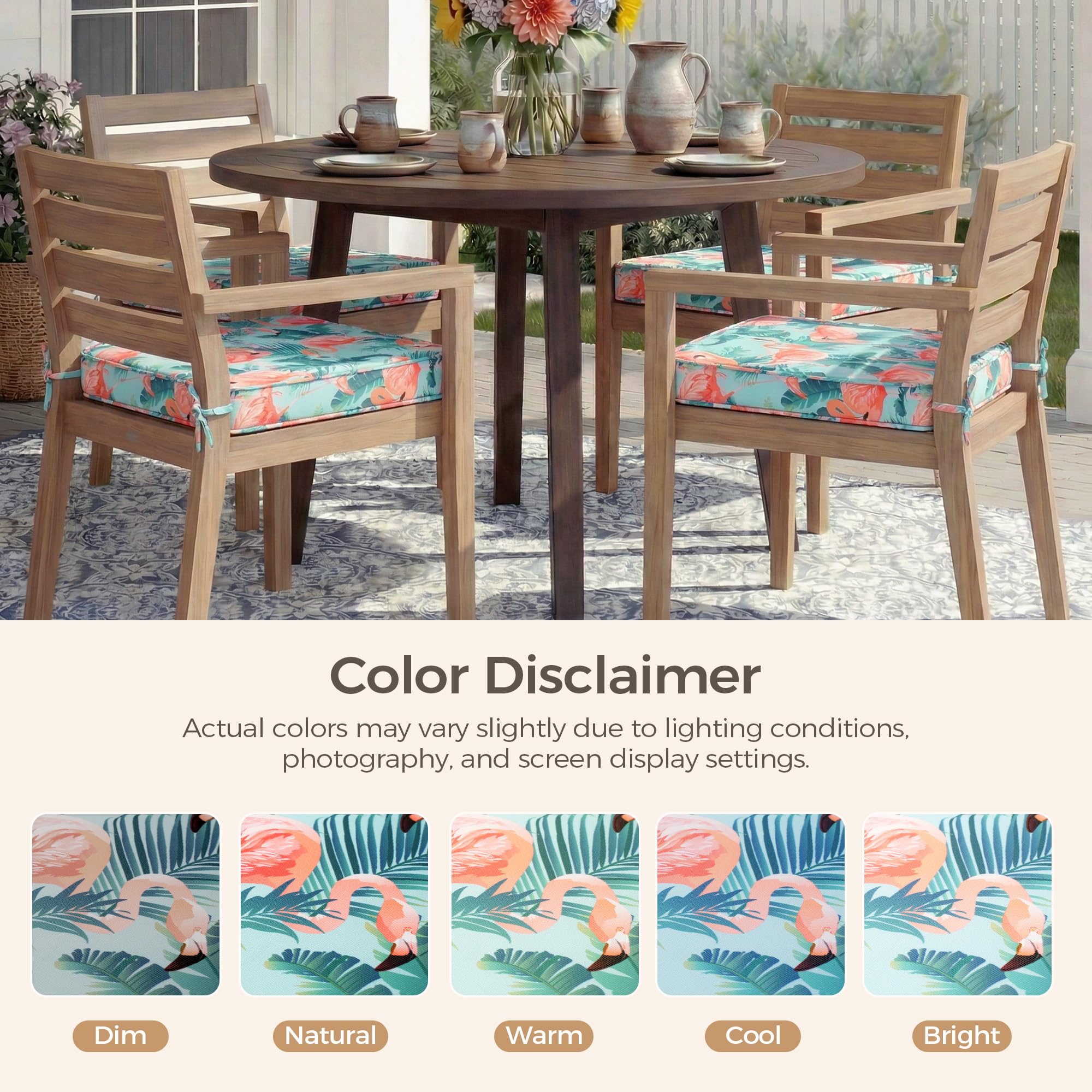 UNIKOME cojines Flamingos en terraza mostrando estilo y durabilidad