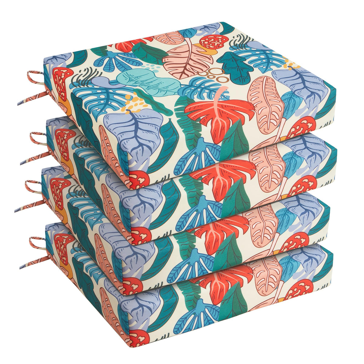 UNIKOME vista frontal del pack de 4 cojines palm tropical, añade confort inmediato