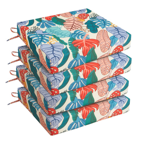 UNIKOME vista frontal del pack de 4 cojines palm tropical, añade confort inmediato