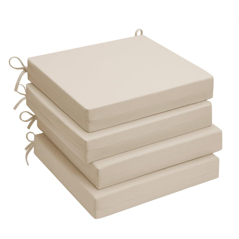 UNIKOME vista frontal del pack de 4 cojines beige, mejora confort exterior