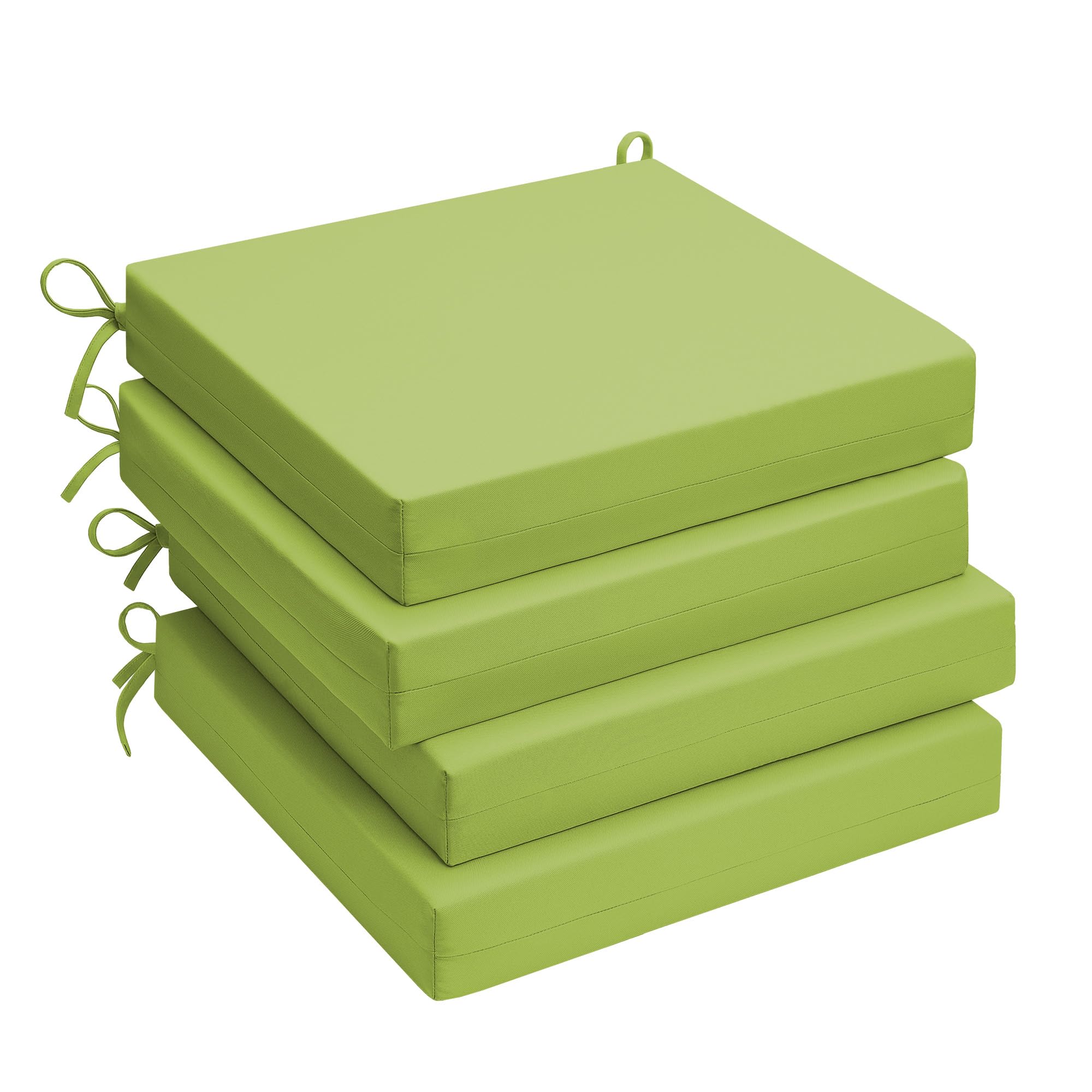 UNIKOME vista frontal del pack de cuatro cojines verdes, comodidad inmediata