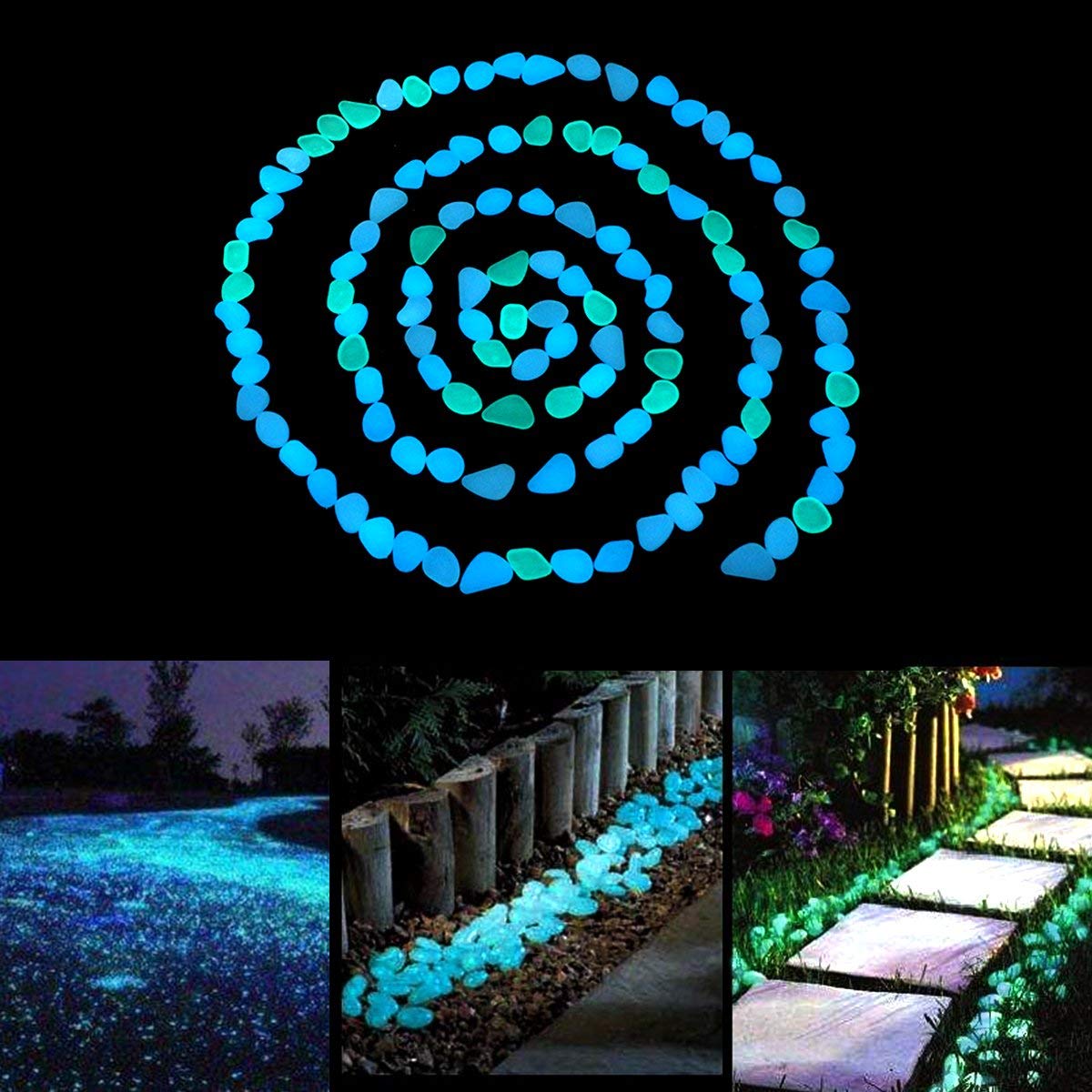UNIME guijarros luminosos encendidos por la noche, crea ambiente