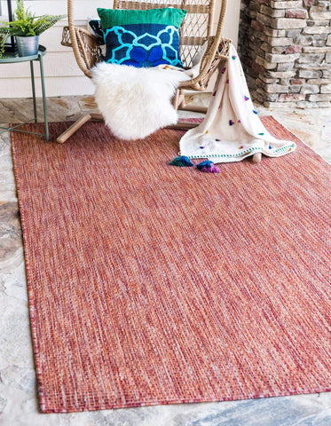 Unique Loom vista frontal de la alfombra mostrando color Rust Red y Beige y atractivo visual