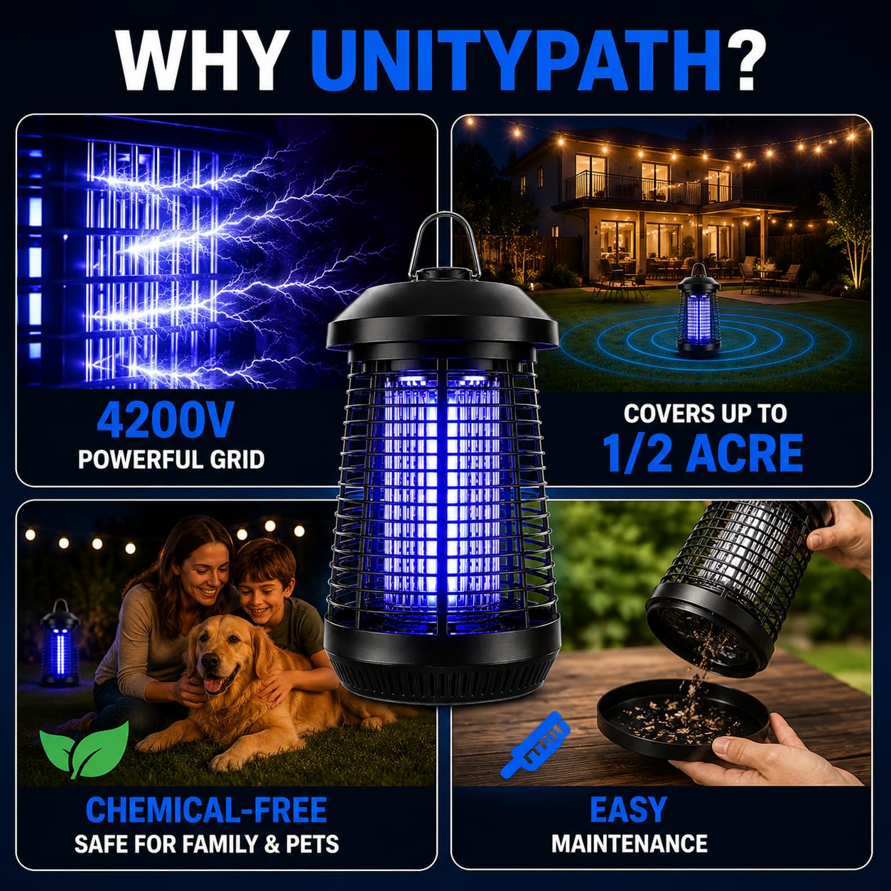 UnityPath instalado colgado en un porche para protección amplia