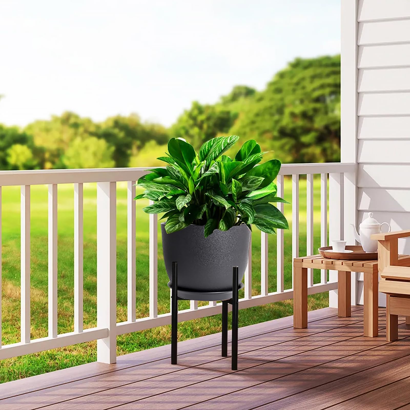 UOUZ maceta con monstera en uso y soporte para planta de gran porte