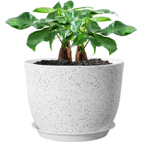 UOUZ maceta frontal blanco moteado mostrando diseño moderno y elegante