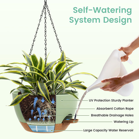 UOUZ maceta colgante en balcón con plantas y luz natural para uso exterior protegido y ahorro de espacio
