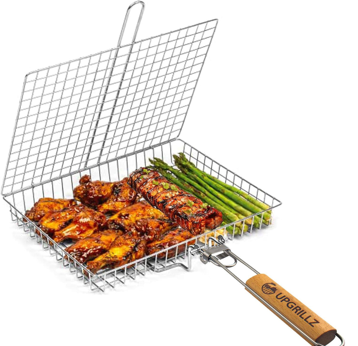 upgrillz cesta frontal mostrando diseño resistente y capacidad