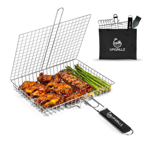 upgrillz cesta frontal mostrando diseño y beneficio de sujeción fácil