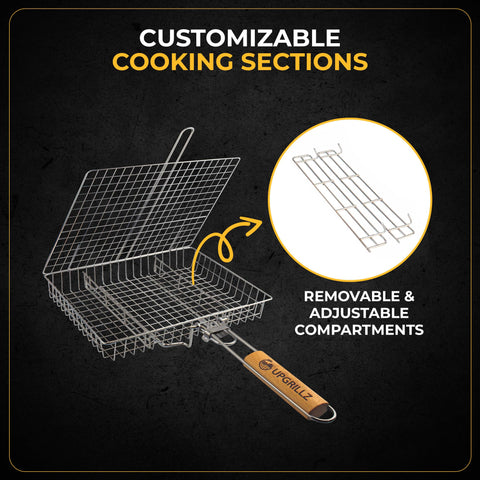 upgrillz detalle de malla que asegura cocción uniforme y drenaje