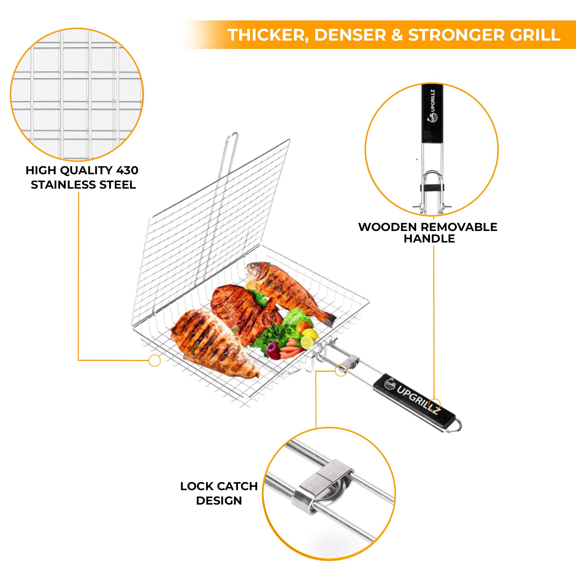 upgrillz mango plegable en madera para guardado compacto y agarre seguro