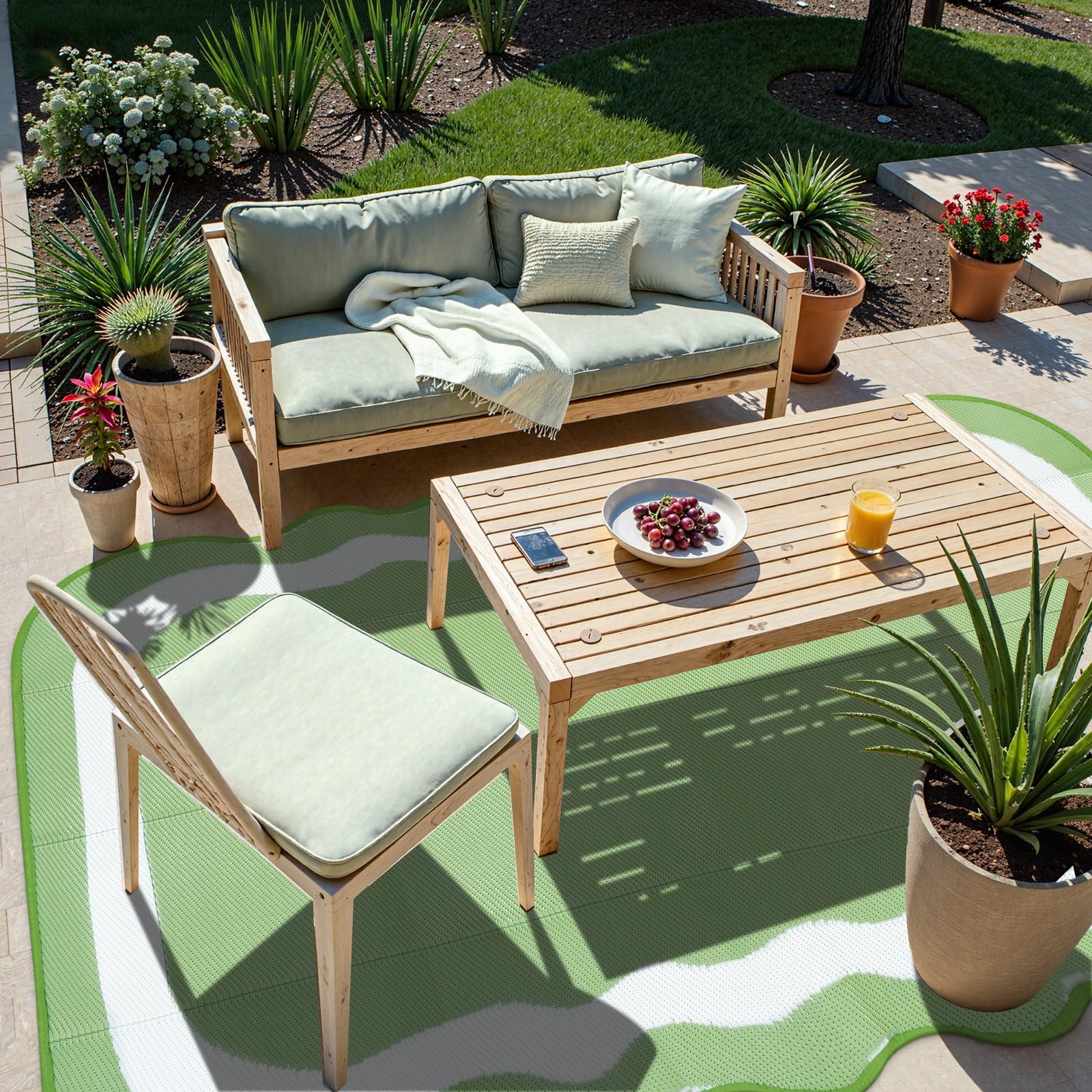 Uphome alfombra con comparación de tamaño 6x9 para visualización escala