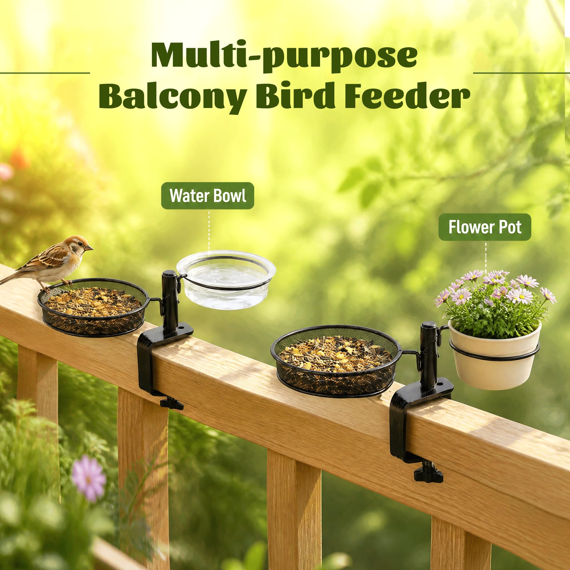 Urban Deco cuenco plástico transparente visible para atraer aves con agua clara