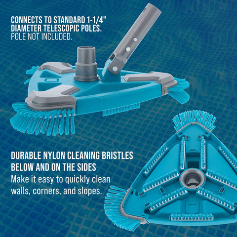 U.S. Pool Supply cabezal en uso limpiando fondo de piscina eficazmente