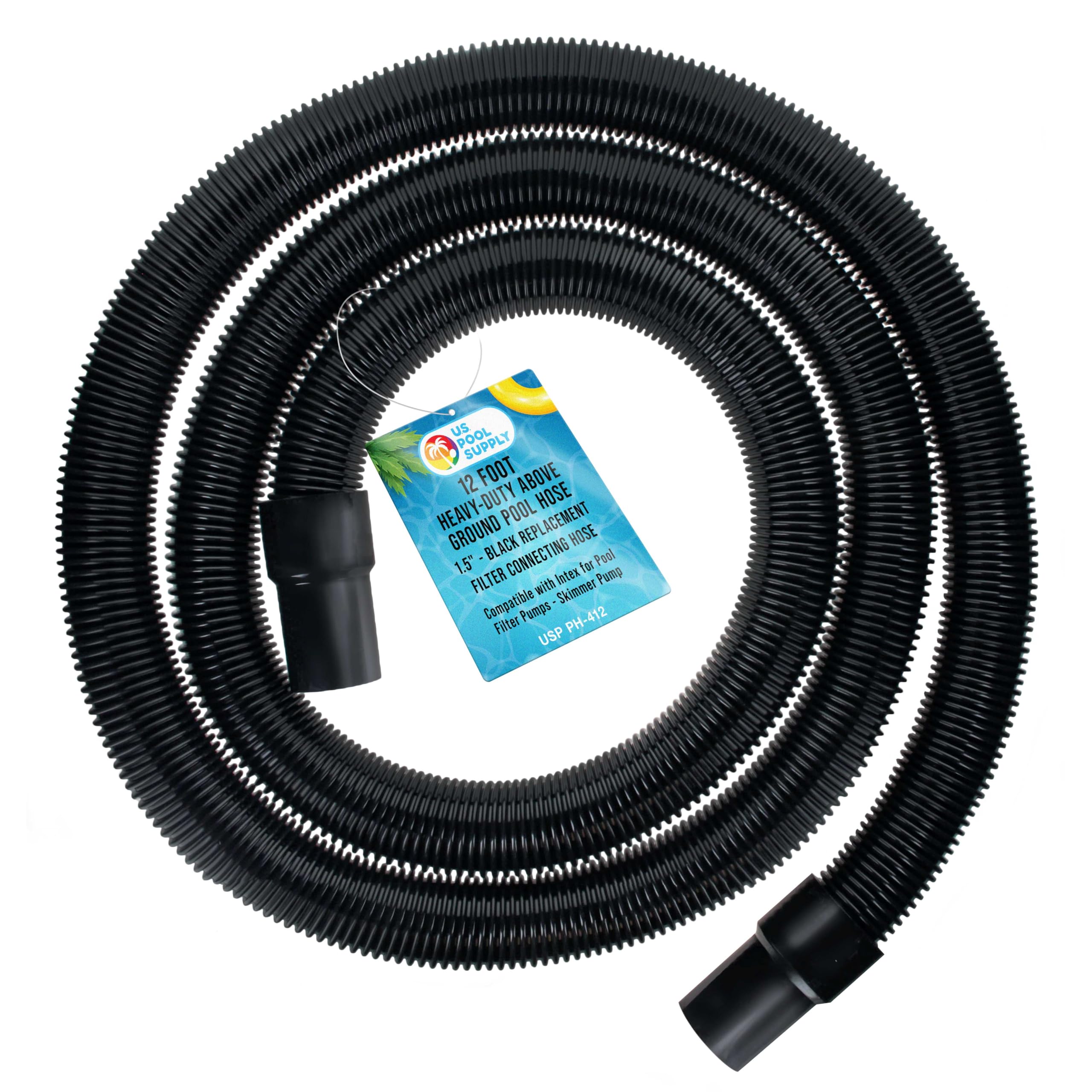 U.S. Pool Supply manguera 12 ft vista frontal con diámetro 1.5" para reemplazo