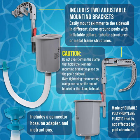 U.S. Pool Supply skimmer en uso en piscina elevada mejora calidad de la superficie