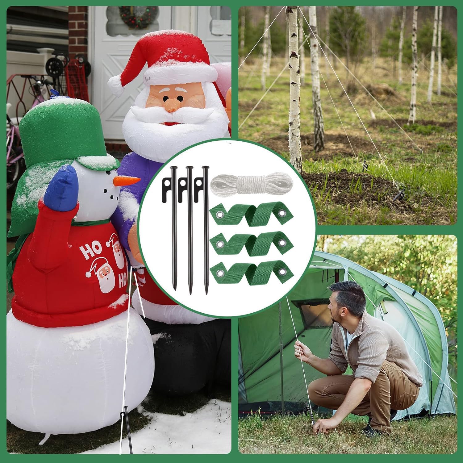 Escena de jardín USEDGDIG con el kit montado en varios árboles jóvenes