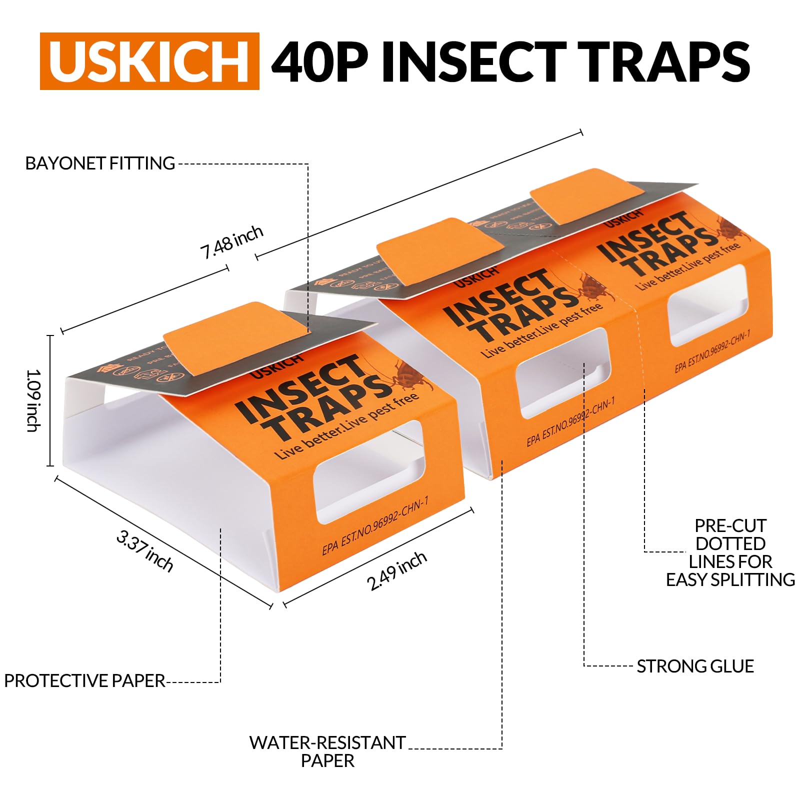 USKICH trampa plegada lista para colocar, fácil y discreta