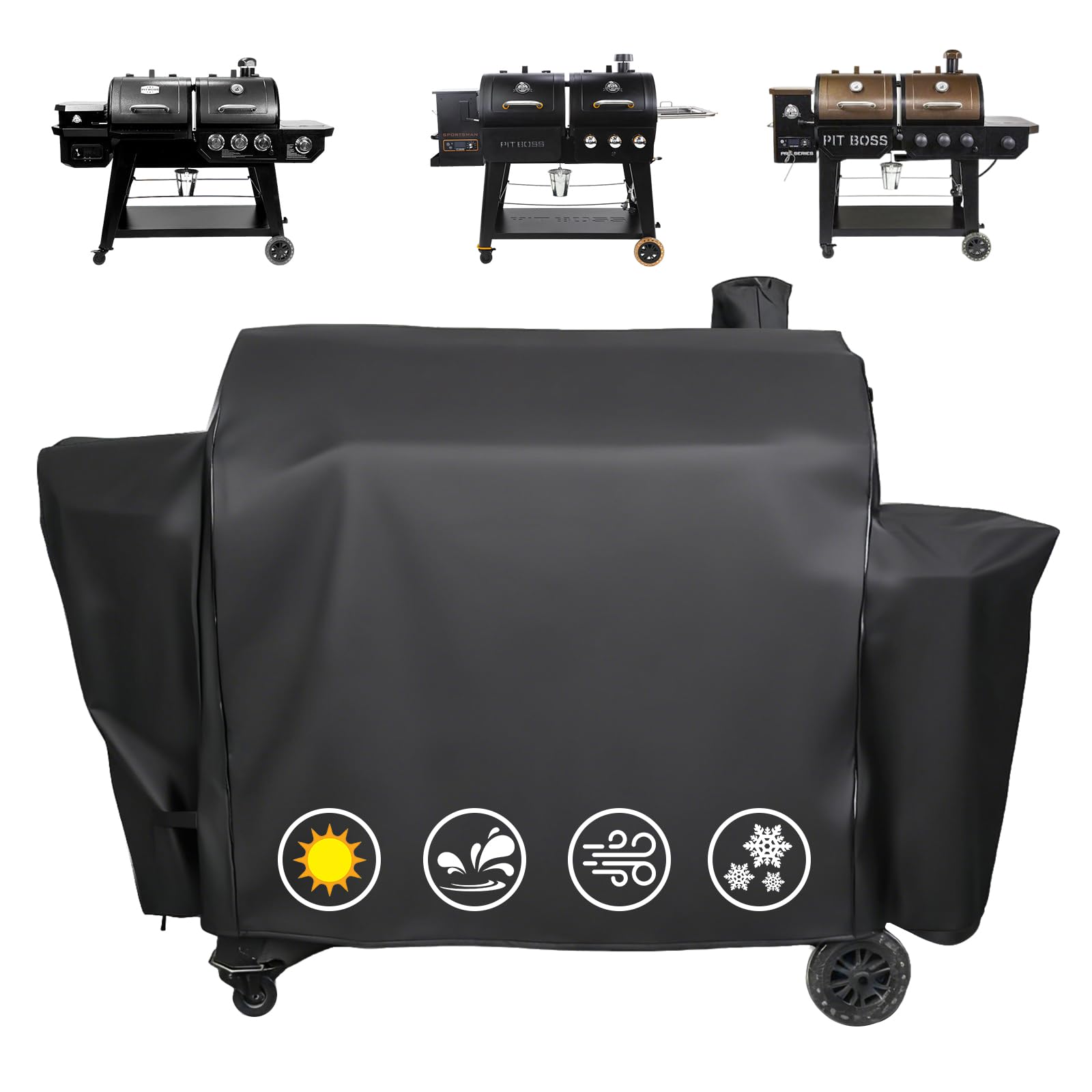 Utheer vista frontal ajustada a Parrilla Pit Boss PB1230, protección completa