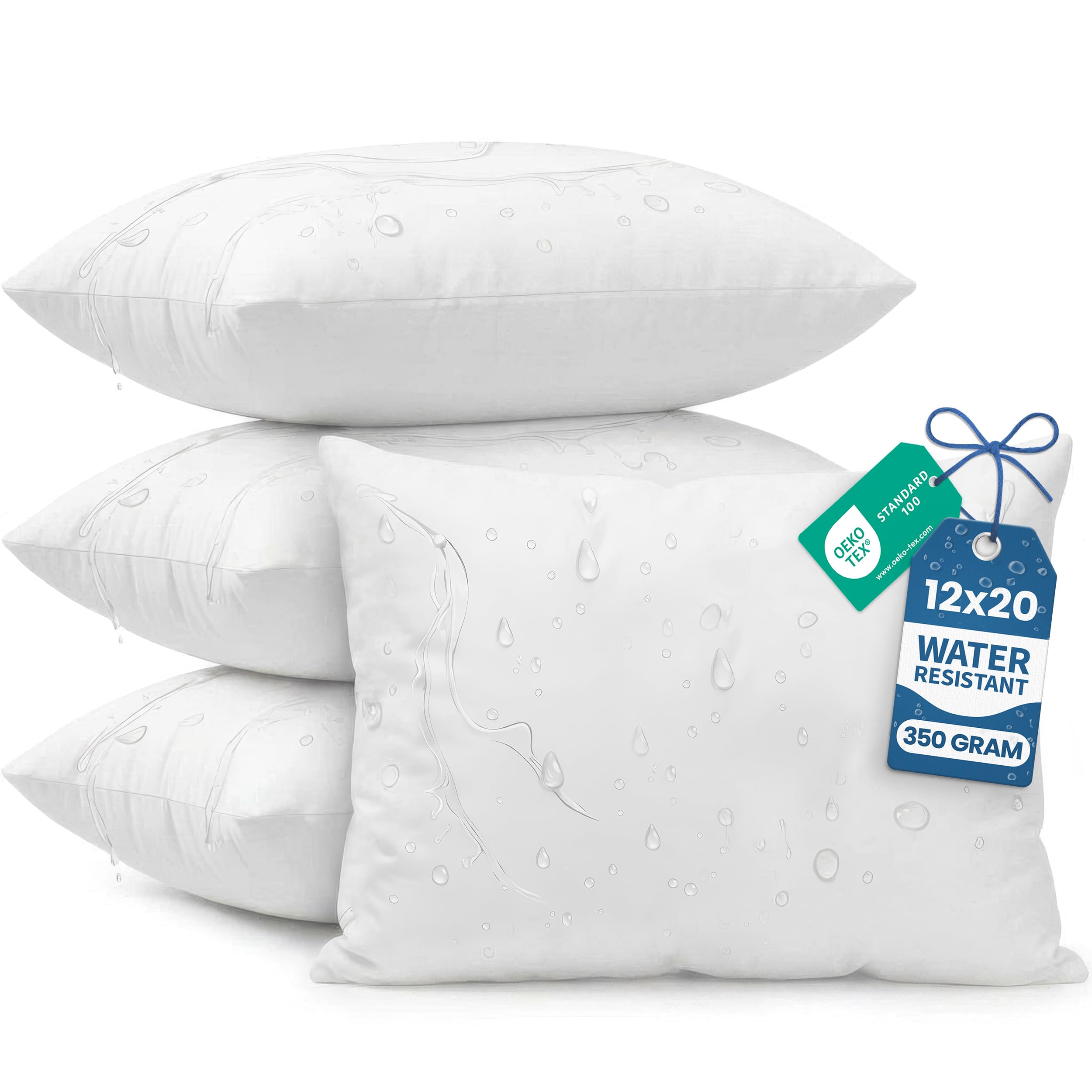 Utopia Bedding vista frontal del pack de 4 cojines blanco, aporta estilo instantáneo
