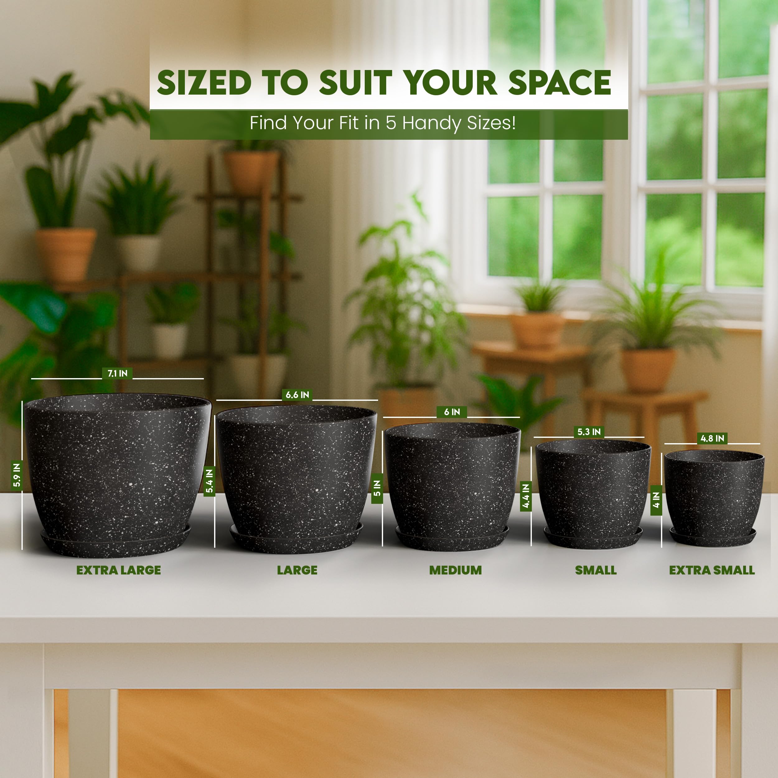 Utopia Home conjunto de macetas en salón, crea una composición atractiva