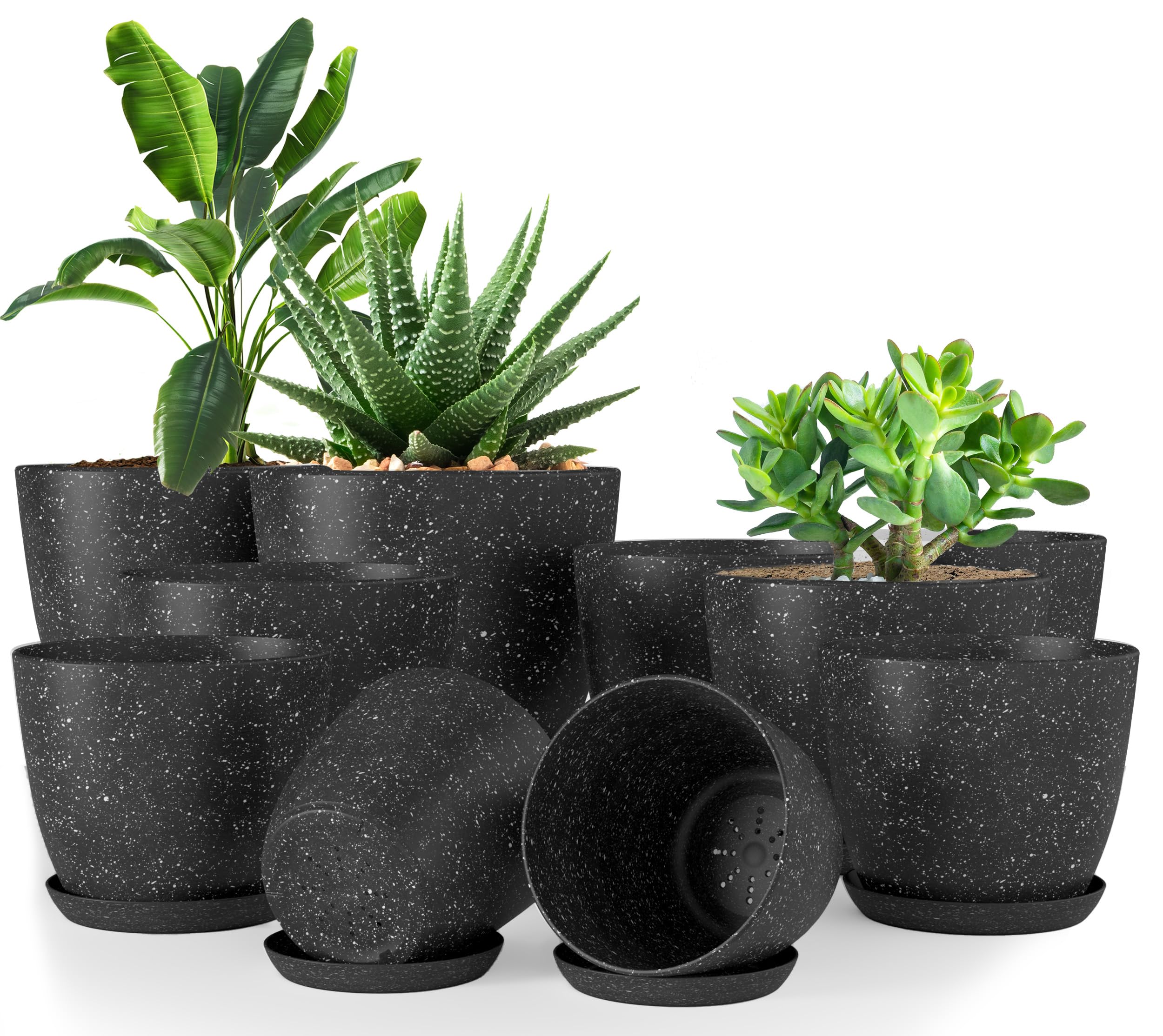Utopia Home vista frontal del pack de 10 macetas, solución decorativa práctica