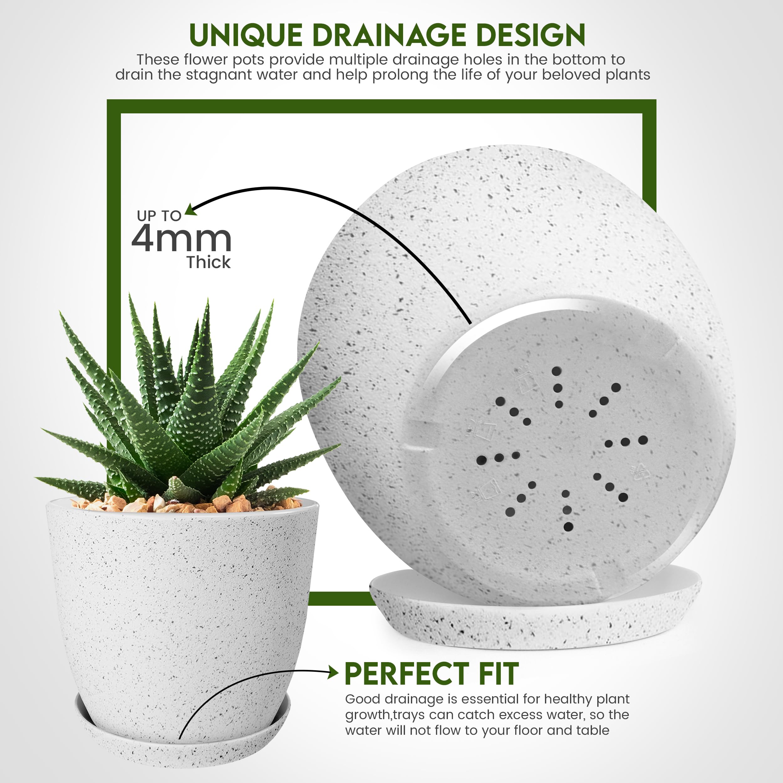 Utopia Home maceta con plato y drenaje que facilita control del riego sin encharcar