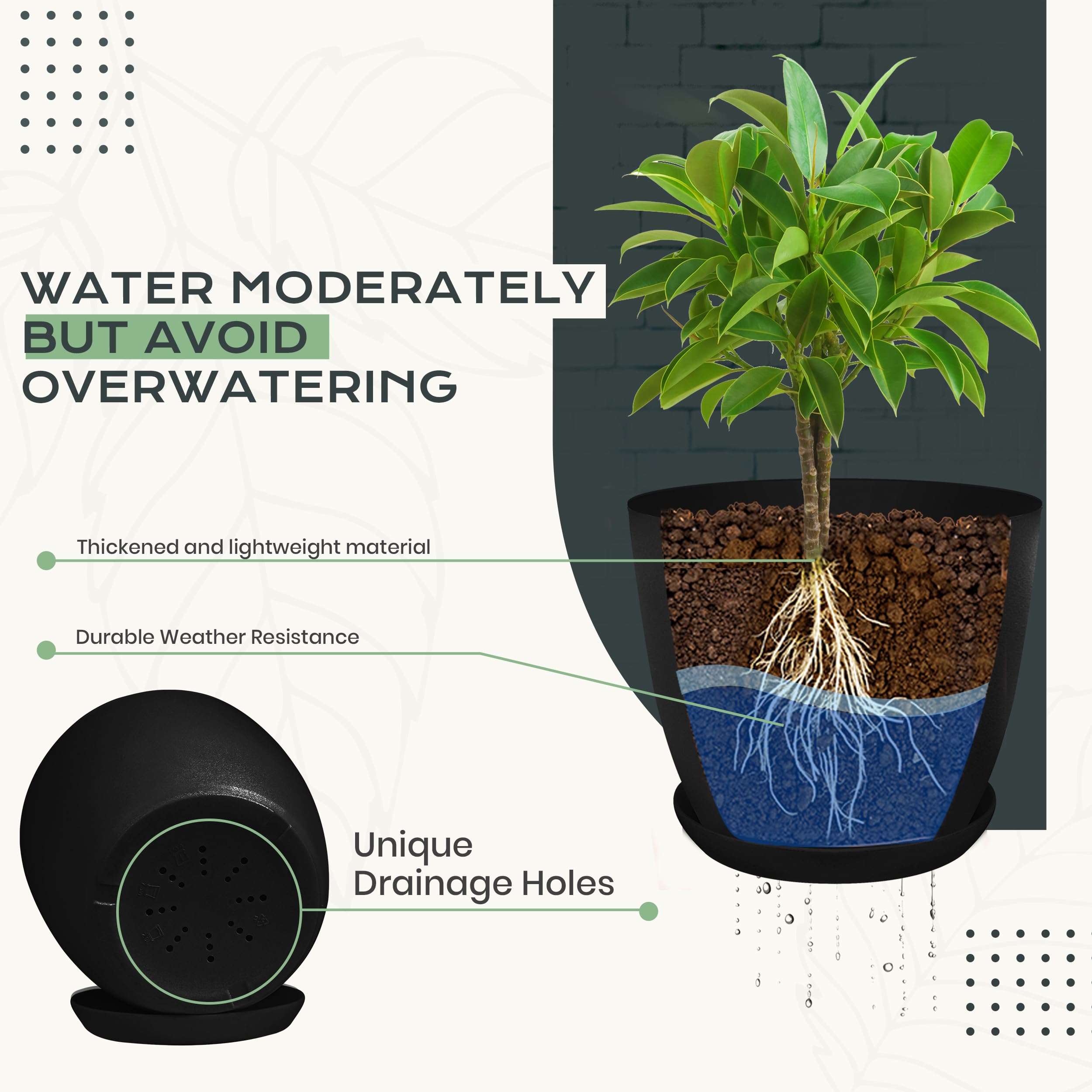 Utopia Home macetas en uso sobre mesa del salón organizando plantas y decorando el espacio
