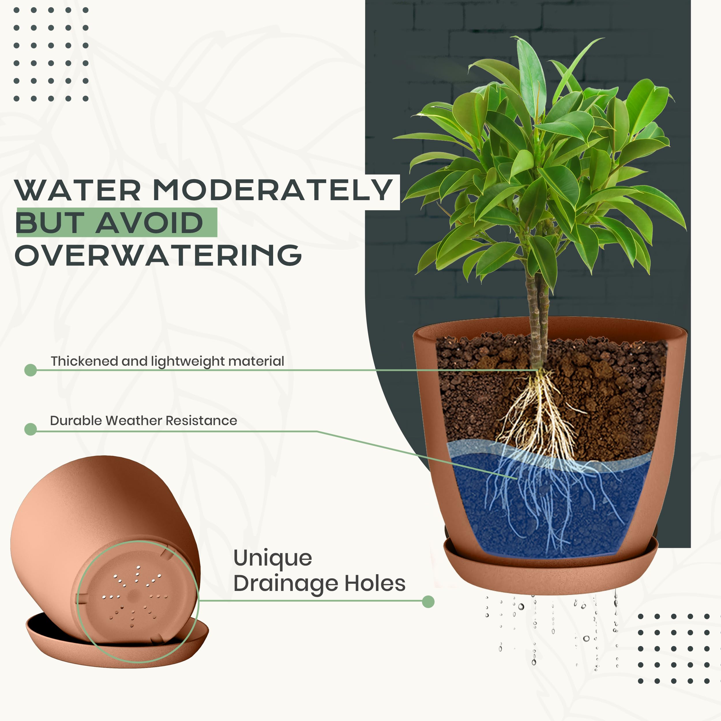 Utopia Home macetas en uso sobre mesa interior, optimizan espacio y decoración