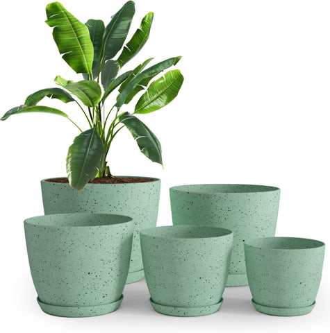 Utopia Home conjunto frontal de cinco macetas spotty mint elegante