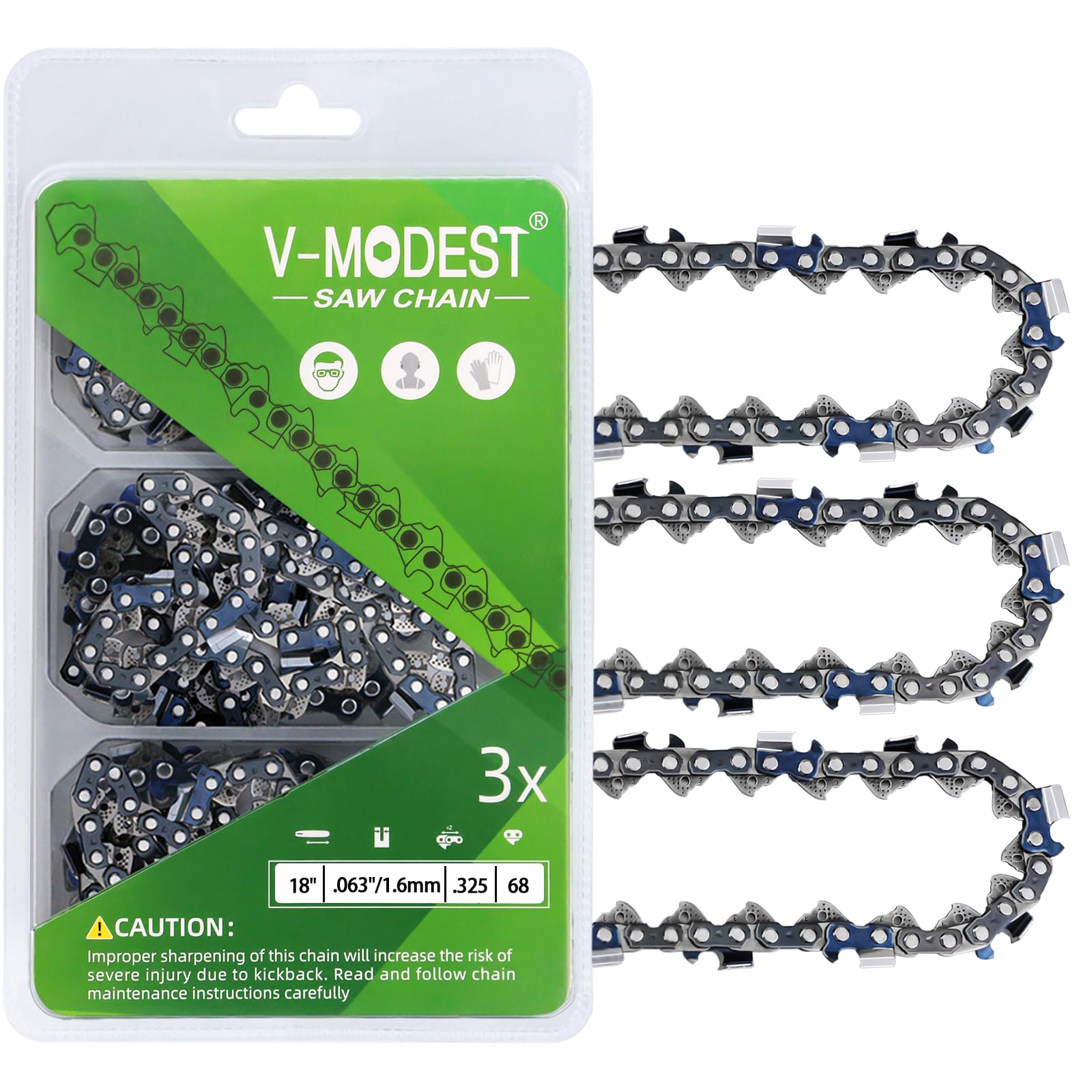 V-MODEST vista frontal del pack, recambios listos para trabajo