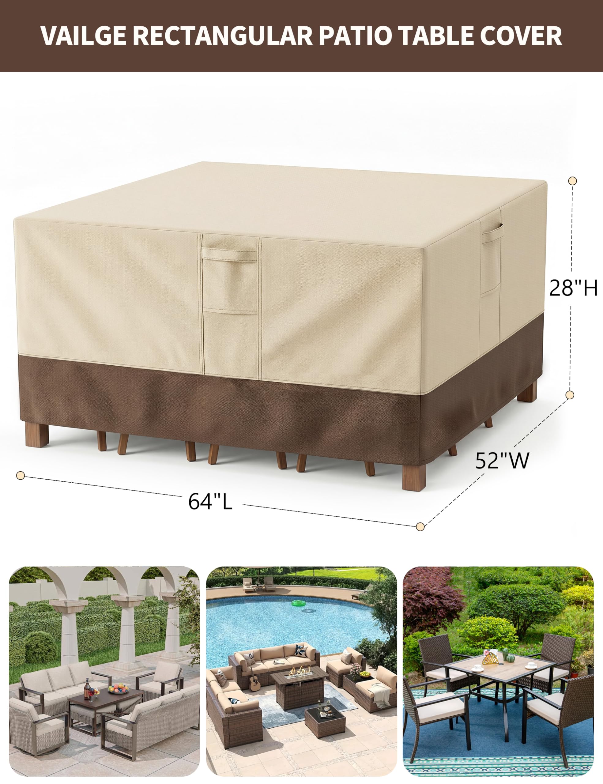Vailge detalle de tejido 600D resistente que protege muebles
