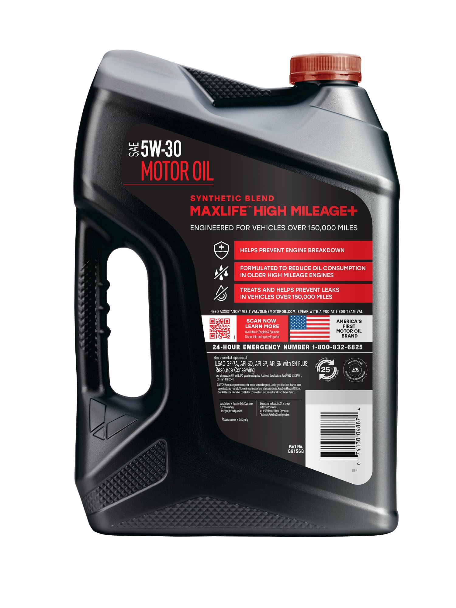 Detalle del rótulo Valvoline MaxLife con beneficios visibles