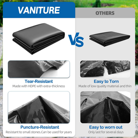 VANITURE liner instalado en estanque de jardín, mejora estética y retención