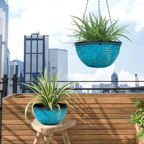 Vanslogreen pack de dos macetas colgantes mostradas juntas, decoración coordinada