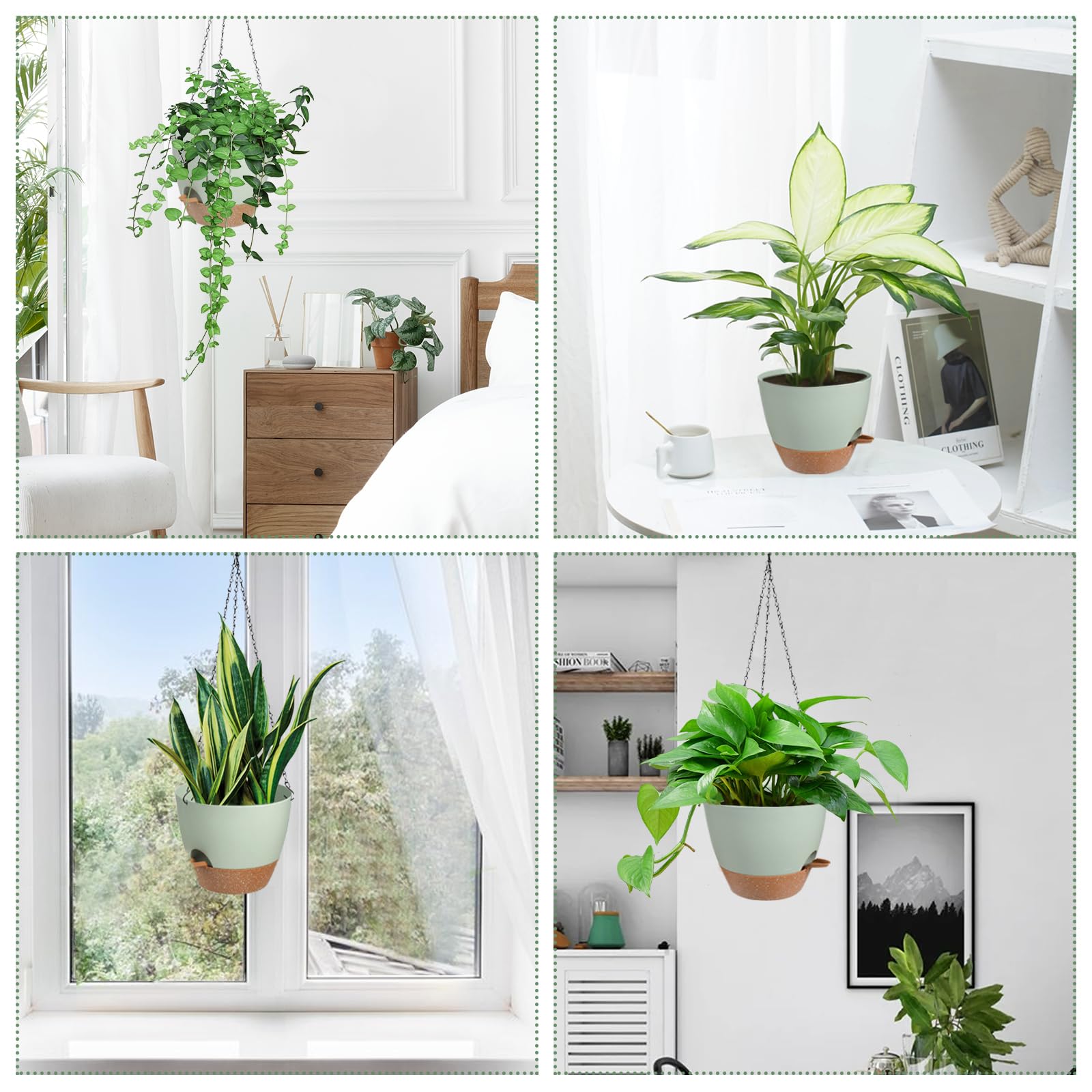 Vanslogreen macetas colgando en balcón añaden verde decorativo