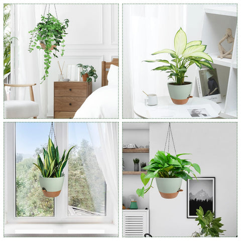 Vanslogreen macetas colgando en balcón añaden verde decorativo