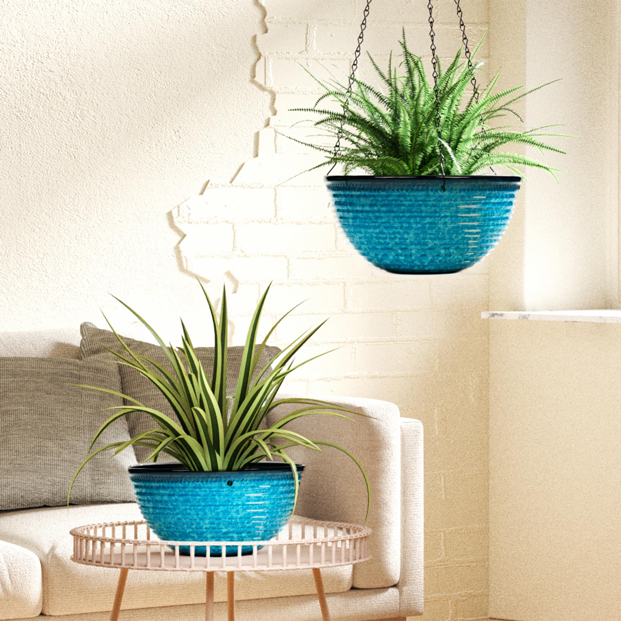 Vanslogreen maceta colgante en balcón con plantas, aporta decoración y ahorro de espacio