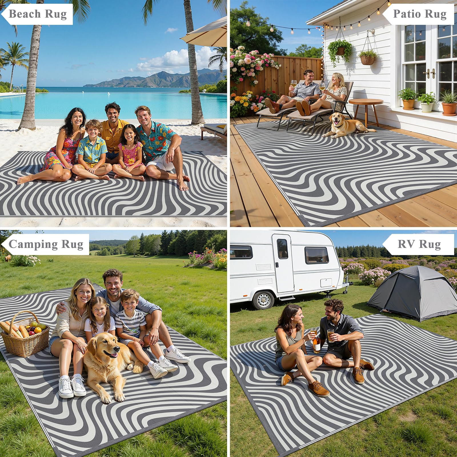 Vaukki alfombra en patio con muebles evidenciando uso exterior seguro