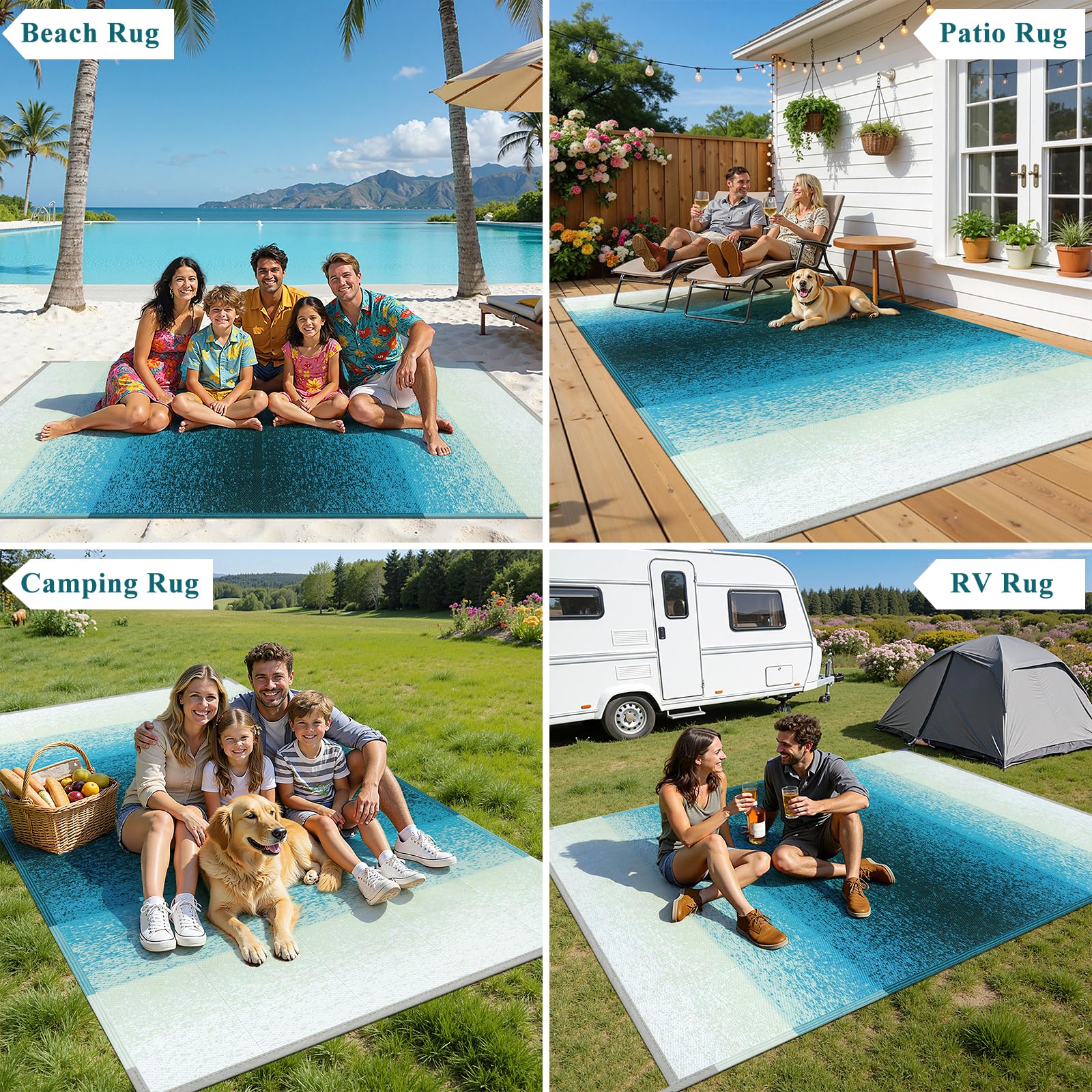 Vaukki alfombra colocada en la playa, superficie cómoda y resistente al agua