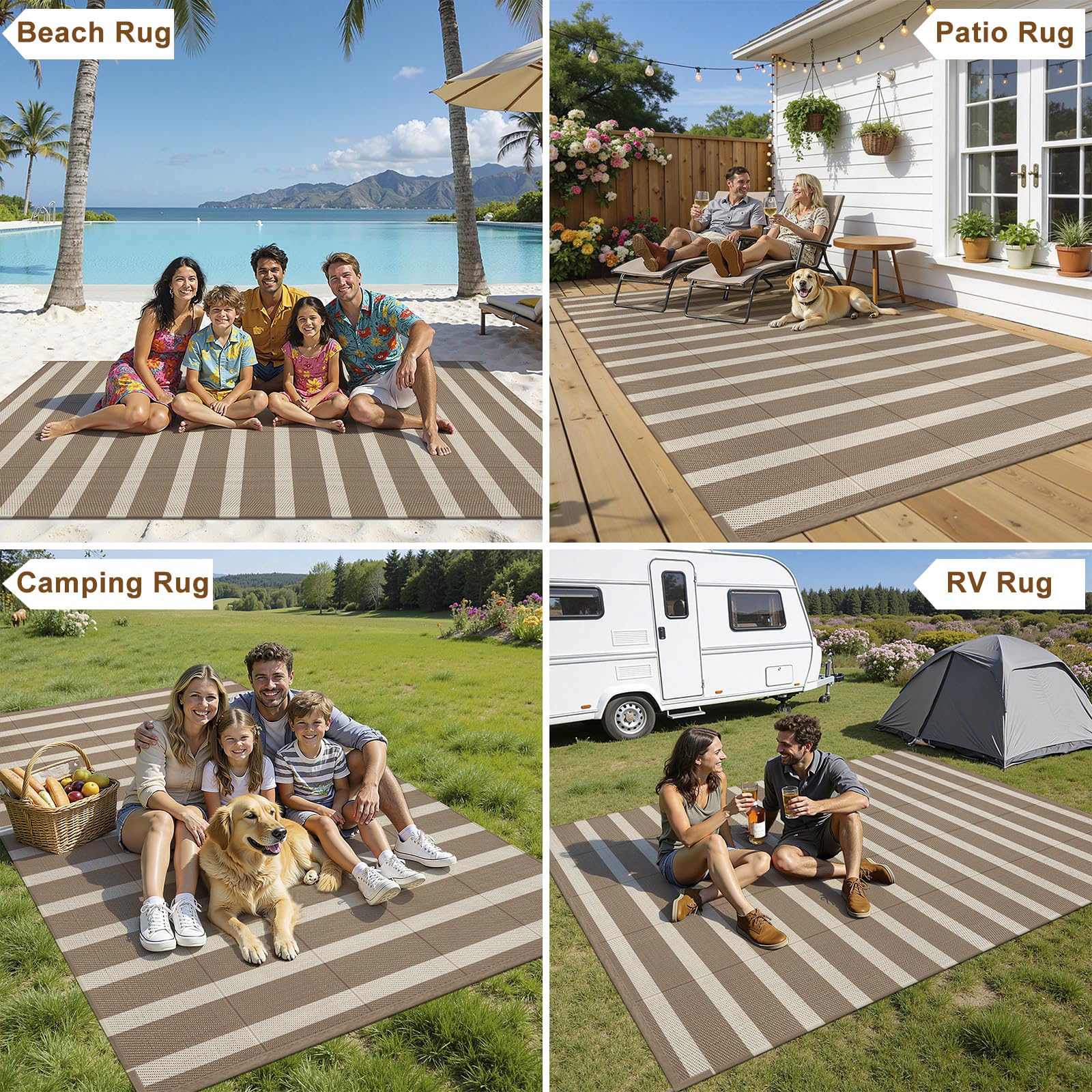 Vaukki alfombra en patio con sillas, crea zona exterior acogedora