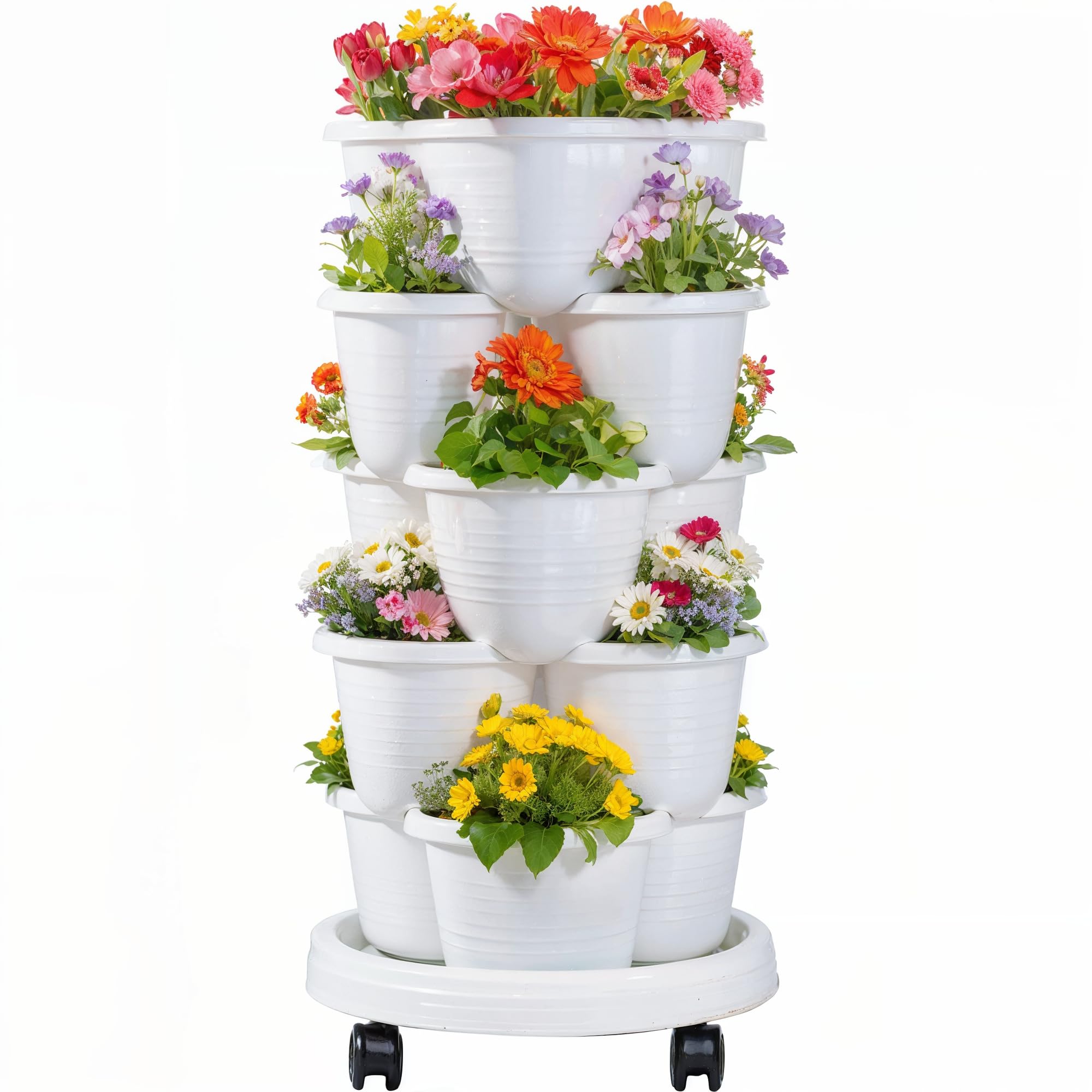 VECELO vista frontal del macetero vertical 5 niveles para maximizar cultivo