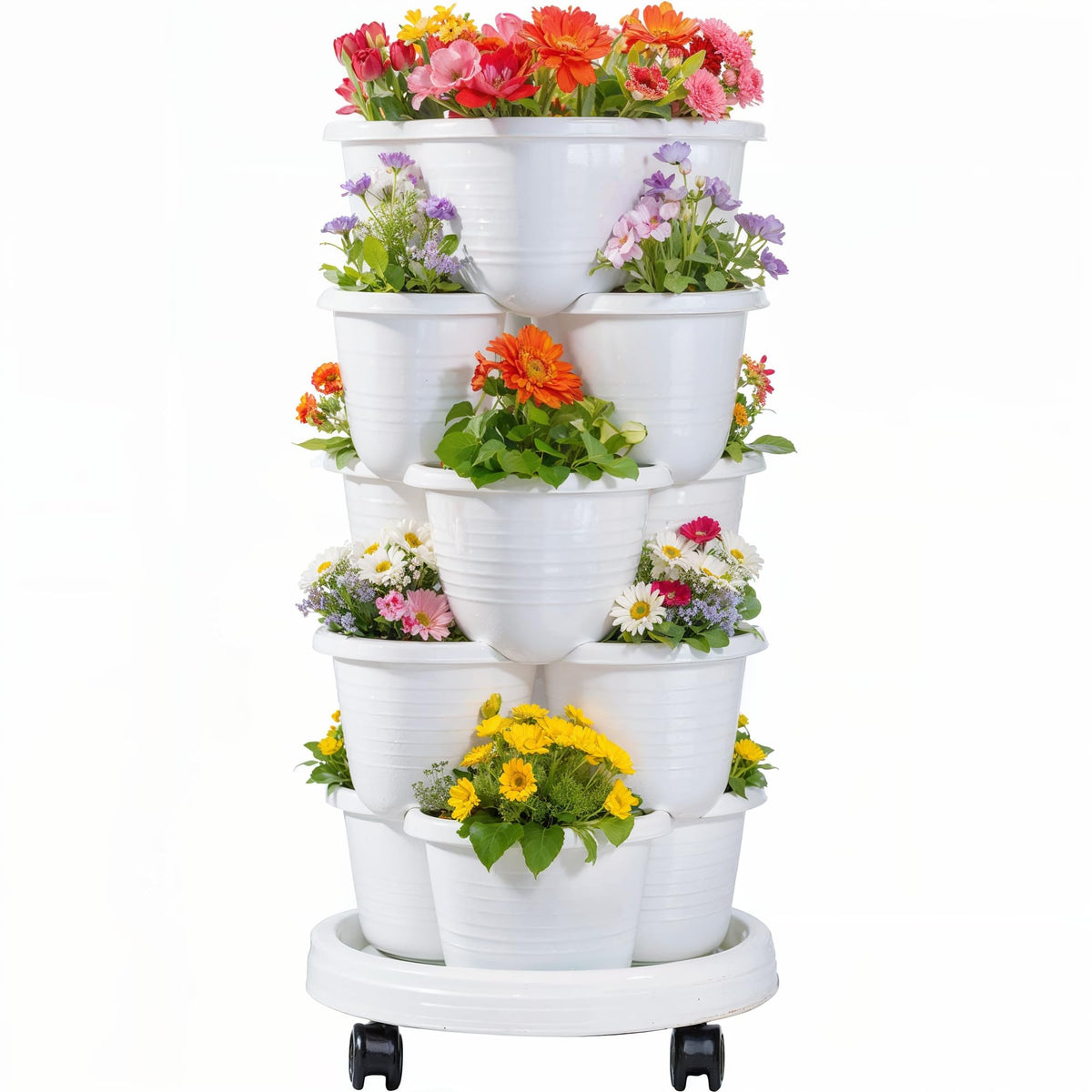 VECELO vista frontal del macetero vertical 5 niveles para maximizar cultivo