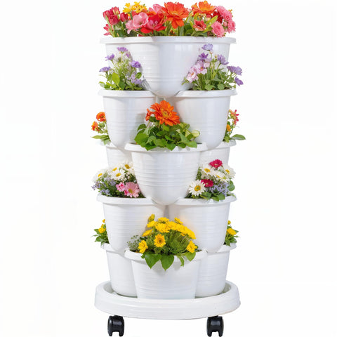 VECELO vista frontal del macetero vertical 5 niveles para maximizar cultivo